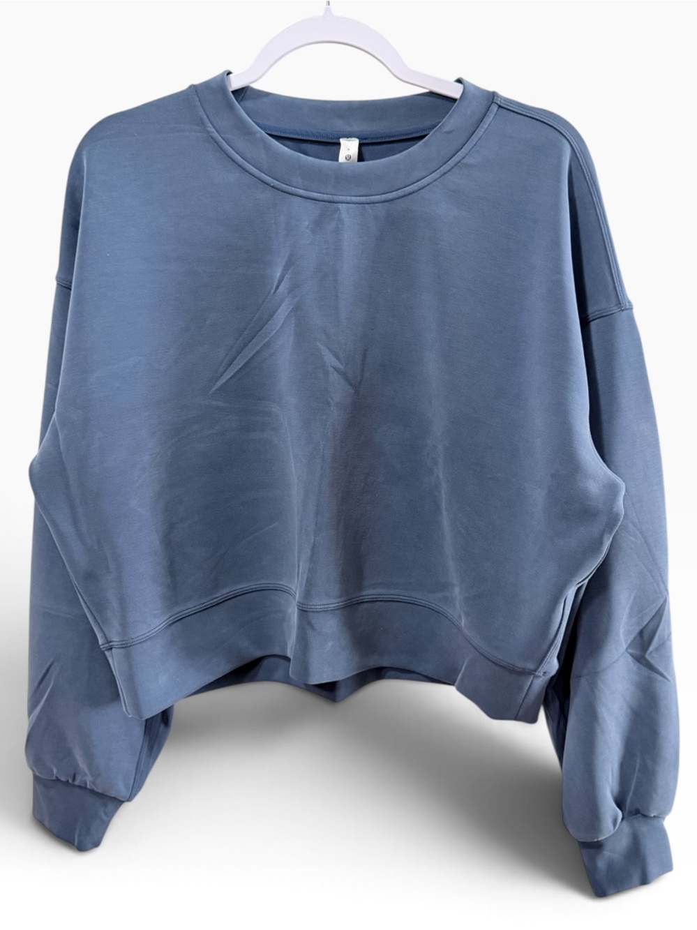 Lululemon Perfectly Oversized Cropped Crew Softstreme Soft Denim Blue Size 8